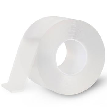 Preview: Double-sided nano adhesive tape, transparent (5m x 50mm): Strong 110g/cm² holding force, reusable, removable without a trace