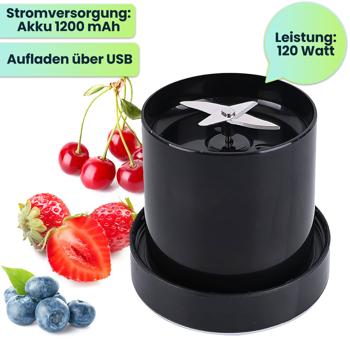 Preview: Mobiler Smoothie Maker 300ml, Akku: Elektrisch, trendig, kompakt & leistungsstark – Ihr portabler Vitamin-Kick Mixer für unterwegs & Fitness