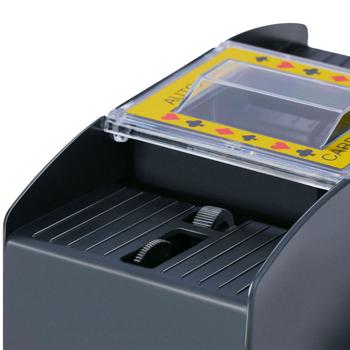 Preview: Mélangeur de cartes électrique - mélange rapide aléatoire - idéal poker rami canasta uno - alimenté par piles 4x AA - noir - pour soirées jeux et voyages Preview: Mélangeur de cartes électrique - mélange rapide aléatoire - idéal poker rami canasta uno - alimenté par piles 4x AA - noir - pour soirées jeux et voyages