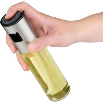 Preview: 2er-Set Feine Ölsprühflasche 100ml - Präzises Dosieren für Kochen Backen Salate Grillen Heissluftfritteuse - Hygienisch- Zerstäuber für Öl Essig Saucen
