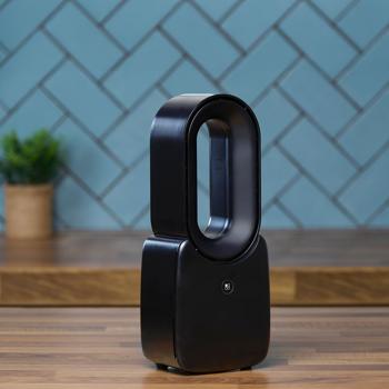 Preview: Mobiler Rotorloser Tischventilator (Schwarz) mit LED Licht & Akku: Sicher, leise & kabellos für angenehme Kühlung