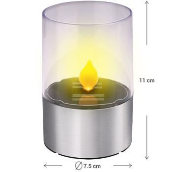 Preview: Bougie solaire LED scintillante flamme - Ambiance chaleureuse jardin, balcon, terrasse - Autonome 6h, blanc chaud, Ø7.5xH11cm, écologique