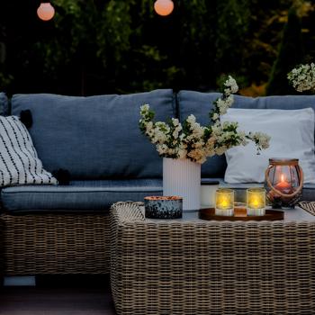 Preview: Bougie solaire LED scintillante flamme - Ambiance chaleureuse jardin, balcon, terrasse - Autonome 6h, blanc chaud, Ø7.5xH11cm, écologique