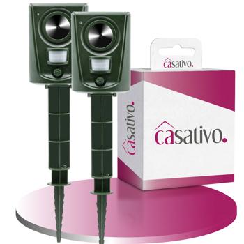 Preview: set of 2 2in1 ultrasonic animal deterrent with LED flash light and PIR motion detector, 70 m² - animal repellent against cats, dogs and wild animals