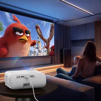 Preview: Proiettore home cinema Full HD 1080p con altoparlanti e telecomando: sensazione di cinema nitido come un rasoio per film e serie