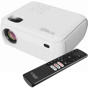 Proiettore home cinema Full HD 1080p con altoparlanti e telecomando: sensazione di cinema nitido come un rasoio per film e serie