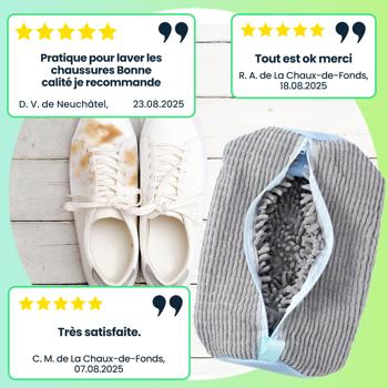 Preview: 2 sacs de lavage pour chaussures et baskets – sacs avec fermeture à glissière, fibres en microfibre pour un lavage doux et efficace à 360°