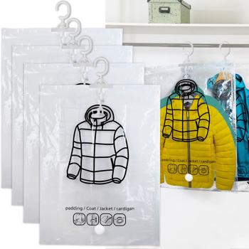 Preview: 8-piece set of vacuum bags with clothes hanger, 67 x 90 cm: An efficient garment cover for bedding & clothing - Protect your textiles