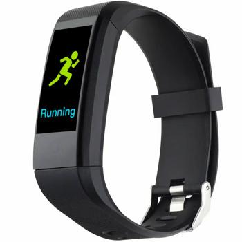 Preview: Montre de fitness noire - Fréquence cardiaque, sommeil, pas & calories - Bluetooth 5.0, écran couleur TFT 0.96", app iOS/Android, USB rechargeable Preview: Montre de fitness noire - Fréquence cardiaque, sommeil, pas & calories - Bluetooth 5.0, écran couleur TFT 0.96