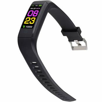 Preview: Montre de fitness noire - Fréquence cardiaque, sommeil, pas & calories - Bluetooth 5.0, écran couleur TFT 0.96", app iOS/Android, USB rechargeable Preview: Montre de fitness noire - Fréquence cardiaque, sommeil, pas & calories - Bluetooth 5.0, écran couleur TFT 0.96