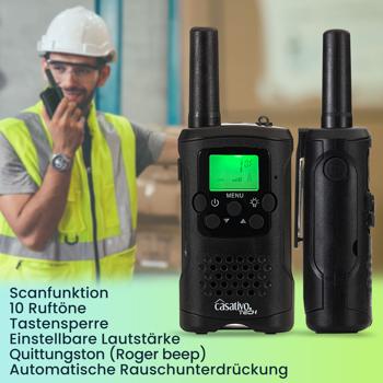 Preview: 2er-Set PMR-Funkgerät mit VOX & Taschenlampe, 10km Reichweite