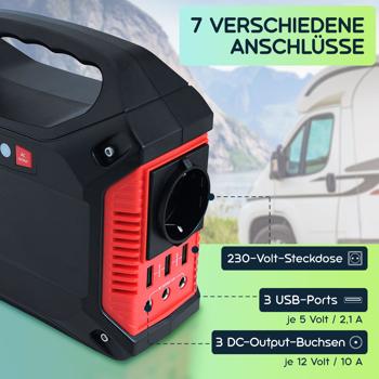 Preview: Tragbare Powerstation & Solar-Generator mit 155 Wh, 230V & 12V, 180 Watt
