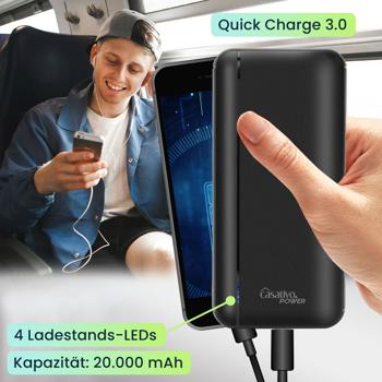 Preview: Powerbank mit 3 USB Ports, USB-C PD & QC 3.0, 20.000 mAh