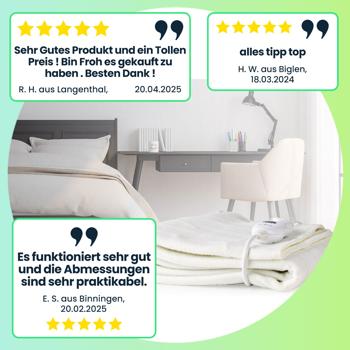 Preview: Wärmeunterbett, elektrische Heizdecke, beheizbare Bettdecke, 150 x 80 cm