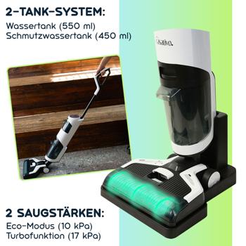 Preview: 2-in-1 Boden-Wischsauger mit HEPA-Filter, 220 W, 550ml, Akkubetrieb