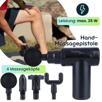 Preview: Kompakte Hand-Massagepistole, Akku, mit 4 Aufsätzen, USB-C, 25 W