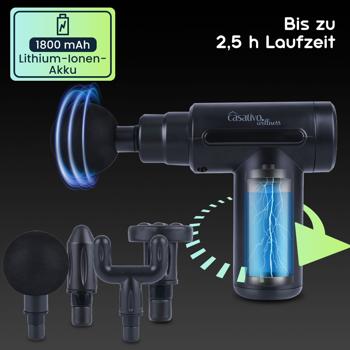 Preview: Kompakte Hand-Massagepistole, Akku, mit 4 Aufsätzen, USB-C, 25 W