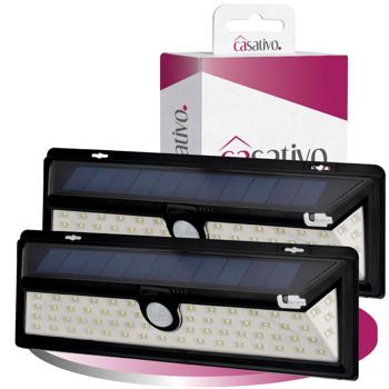 Preview: set of 2 wall lights, with solar panel, with motion sensor, 800 lumens, 13.2 watts