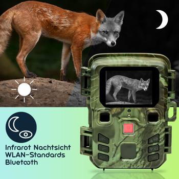 Preview: WLAN-2K-Wildkamera mit Bewegungsmelder, Nachtsicht, Zeitraffer- & Serienbild, IPX5