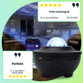 Preview: Laser-Sternenhimmel-Projektor mit Bluetooth Lautsprecher, Sprachsteuerung & App