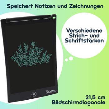 Preview: 1 + 1 GRATIS: LCD-Schreibtafel (21,5 cm) mit präzisem Eingabestift Notizen & Skizzen, inkl. Batterie im 2er-Set