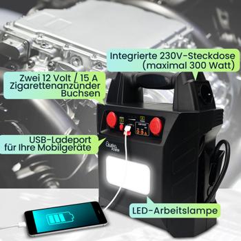 Preview: 5-in-1 PKW Starthilfe mit Powerbank für 12/24V, 12V, 230V, USB, 40Ah, 2000A