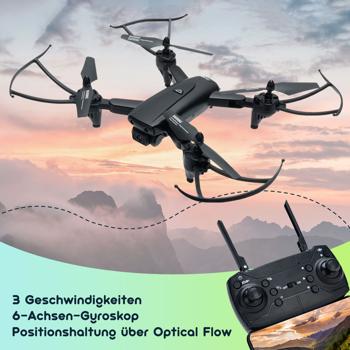 Preview: WiFi-FPV-Quadrocopter-Drohne, faltbar, HD Kamera, OpticalFlow, App