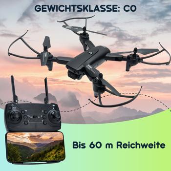 Preview: WiFi-FPV-Quadrocopter-Drohne, faltbar, HD Kamera, OpticalFlow, App