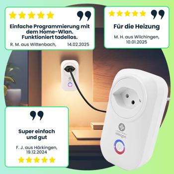 Preview: WLAN-Steckdose SmartHome, WiFi-Funkschalter, mit Strommessung
