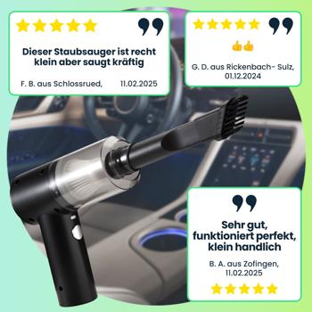 Preview: Kompakter Akku-Handstaubsauger mit LED-Leuchte, HEPA-Filter, 3 kPa