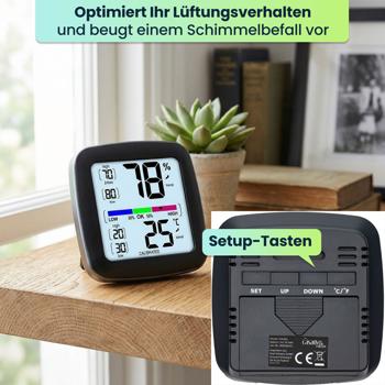 Preview: 2er-Set Digitales Präzisions-Thermo-/Hygrometer mit LCD-Display, kalibrierbar
