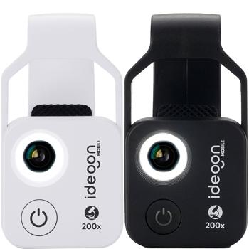 set of 2 microscope attachment lenses for smartphone/tablet 200x: With 6 LEDs for detailed close-ups, 1x white & 1 x black- Discover the micro world