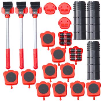 Preview: 3-piece robust furniture transport lifter and roller set for moving, DIY or renovation - heavy-duty transport rollers for heavy furniture