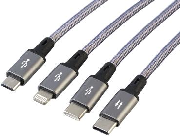 Preview: 8in1 Charging & Data Cable USB-C/A to USB-C/Micro USB/Lightning, 30 cm, 3A