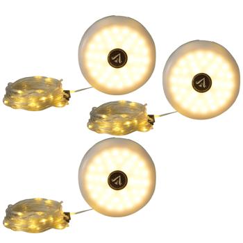 set of 3 2in1 camping lamp with fairy lights, 10m, retractable, rechargeable battery, 5 light modes, IPX4