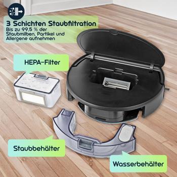 Preview: SmartLife Reinigungsroboter, Saugroboter mit Spot-Modus, Wi-Fi, Android / iOS