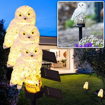 3x LED Solar Owl Solar Garden Light