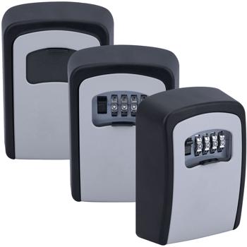 set di 3 mini casseforti a chiave con serratura a combinazione per interni ed esterni