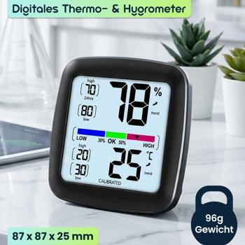 Preview: 4er-Set Digitales Präzisions-Thermo-/Hygrometer mit LCD-Display, kalibrierbar