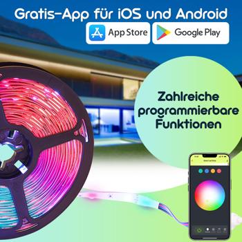 Preview: WLAN-RGB-LED Streifen mit App- und Sound-Steuerung, 10 m