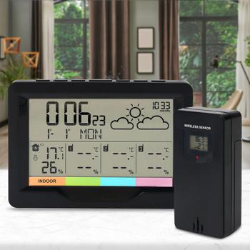 Preview: Professional wireless weather station with XL display and 3 wireless sensors, wireless alarm clock