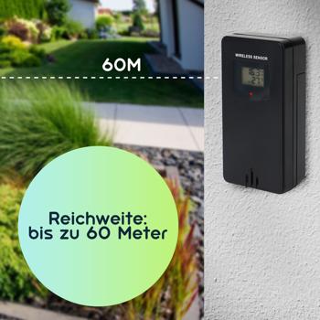 Preview: Professionelle Funk-Wetterstation mit XL-Display und 3 Funksensoren, Funkwecker