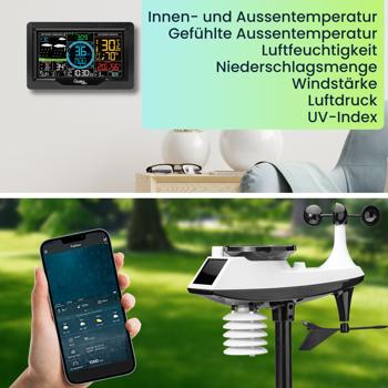 Preview: WLAN-Wetterstation-Set mit XL-Farb-Display, Aussensensor, App, Wecker