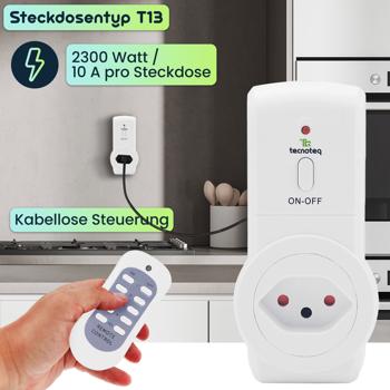 Preview: 3 Funksteckdosen Funkschalter T13 im Set mit Fernbedienung