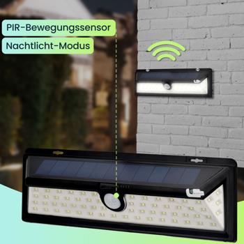 Preview: Wandleuchte, mit Solarpanel, mit Bewegungs-Sensor, 800 Lumen, 13,2 Watt
