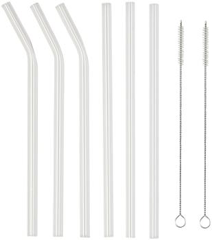 6 pailles en verre borosilicate avec brosses de nettoyage