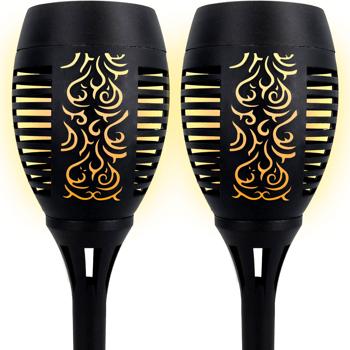 Preview: 4 lampes de jardin solaires: torches LED avec effet flamme (78 cm): sans fil, réalistes, résistantes aux intempéries – ambiance romantique dans le jardin et sur le balcon
