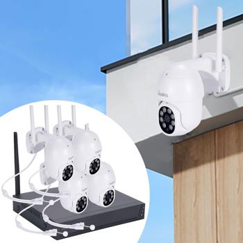 Professional wireless surveillance system with 4 - 2K pan & tilt cameras - Bright night vision, motion detector & live app access, IP66 - Protect your property