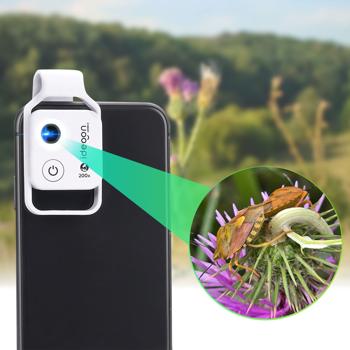 Preview: Microscope attachment lens for smartphone/tablet 200x: With 6 LEDs for detailed close-ups, white - Discover the micro world