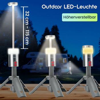 Preview: Professionelle Outdoor LED-Leuchte, 180° drehbarer Lampenkopf, heller Strahler mit Stativständer & Fernbedienung
